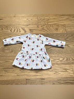 Baby Boden Rainbow Hedgehog Sweatshirt Dress 3-6M 68cm Grey Fleece Infant